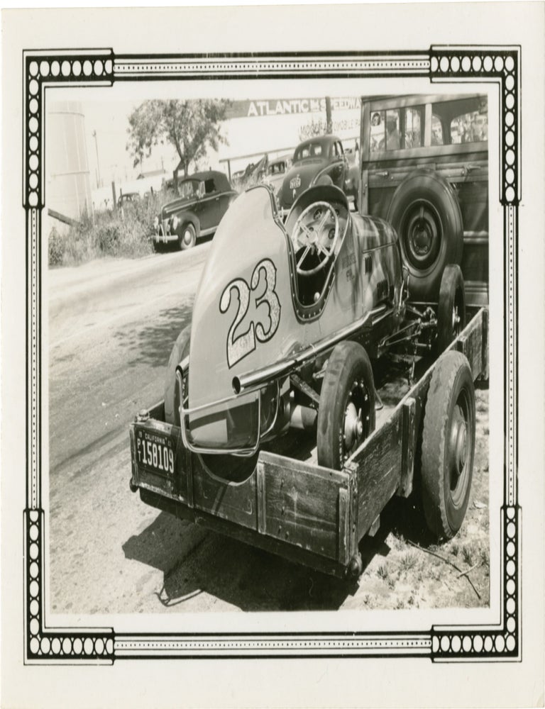 Six original photographs of pre-War California midget car racing in Los Angeles, circa 1941