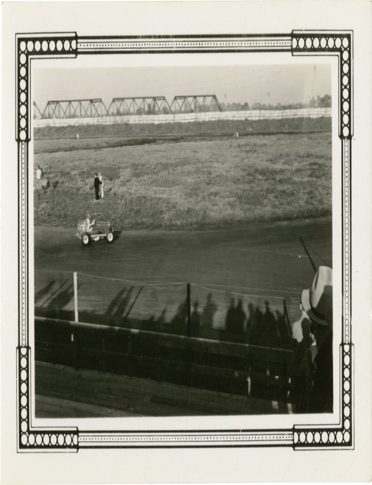 Six original photographs of pre-War California midget car racing in Los Angeles, circa 1941