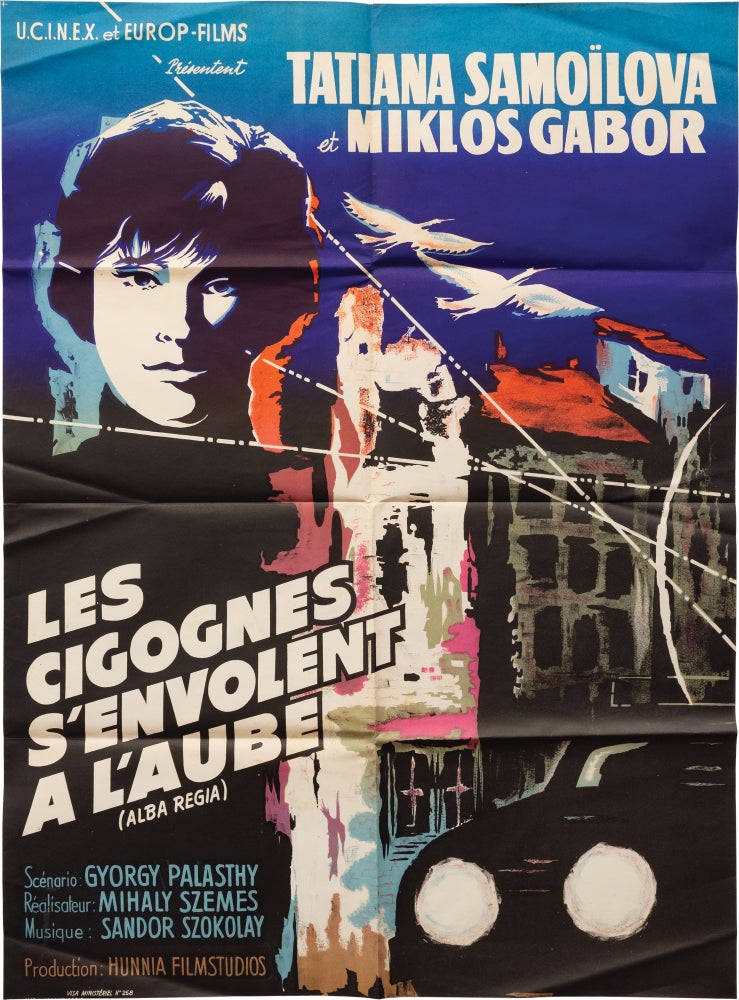 Book #143919] Alba Regia [Les cigognes s'envolent a l'aube] (Original French poster for the 1961...