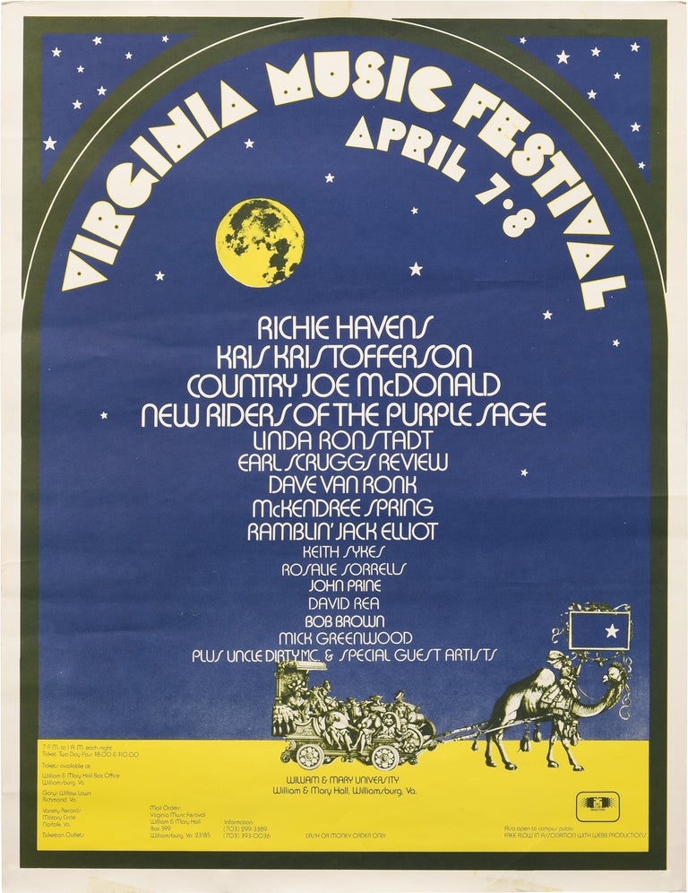 Book #143977] Virginia Music Festival Poster, circa 1973 (Original poster for the Virginia Music...