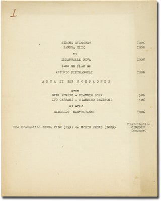 Book #144085] Adua and Her Friends [Adua e le compagne] (Original program for the 1960 film)....