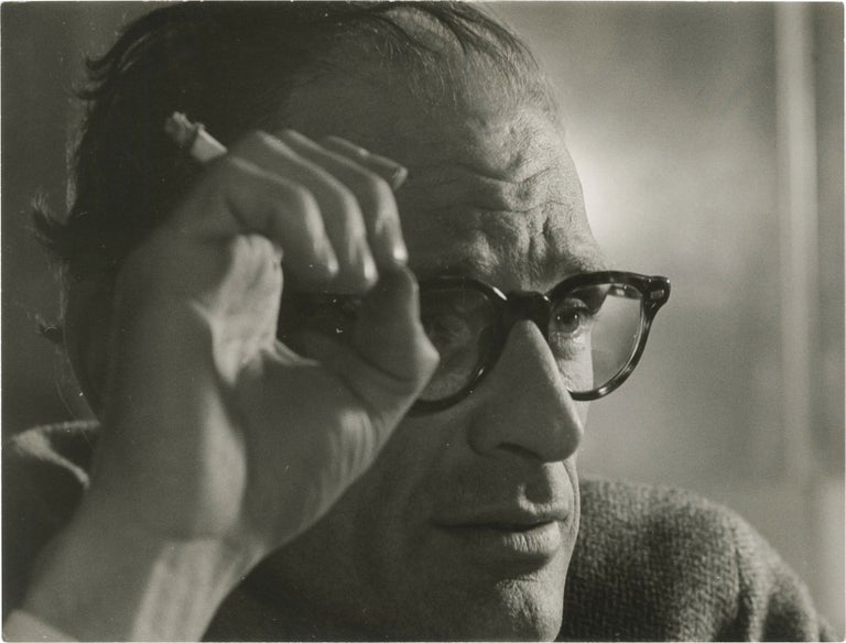 [Book #144325] Two original photographs of Arthur Miller, 1961. Arthur Miller, Daniel Frasnay, subject, photographer.