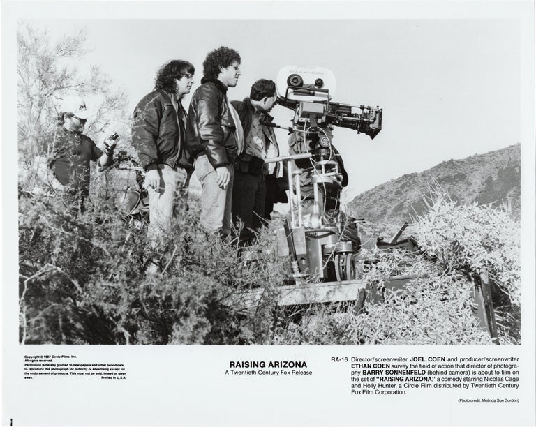 Book #145164] Raising Arizona (Two original photographs from the set of the 1987 film). Joel...