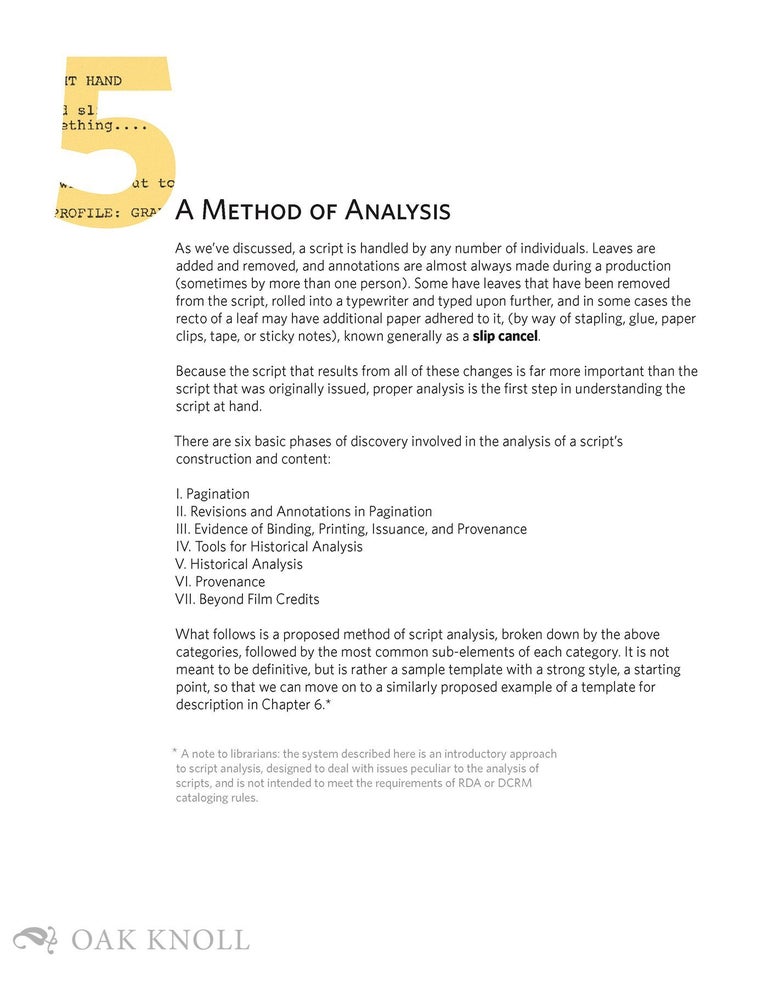 The Celluloid Paper Trail: Identification and Description of Twentieth Century Film Scripts
