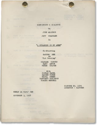 Book #146048] A Stranger in My Arms (Original post-production script for the 1959 film). Helmut...