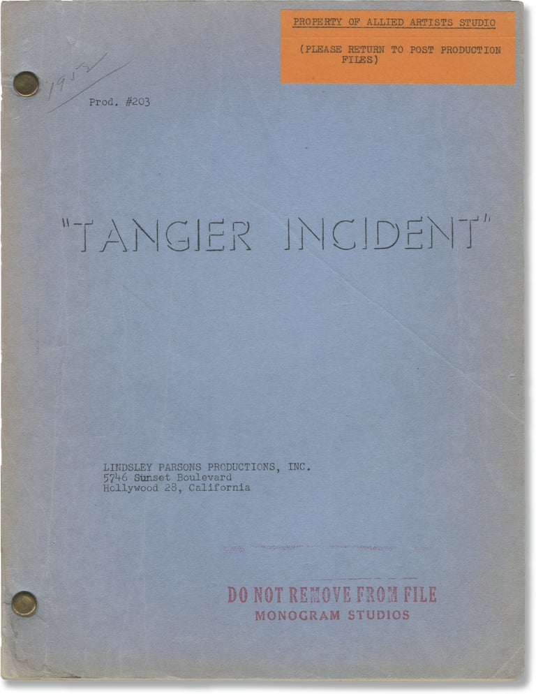 Book #146144] Tangier Incident (Original screenplay for the 1953 film). Lew Landers, George...