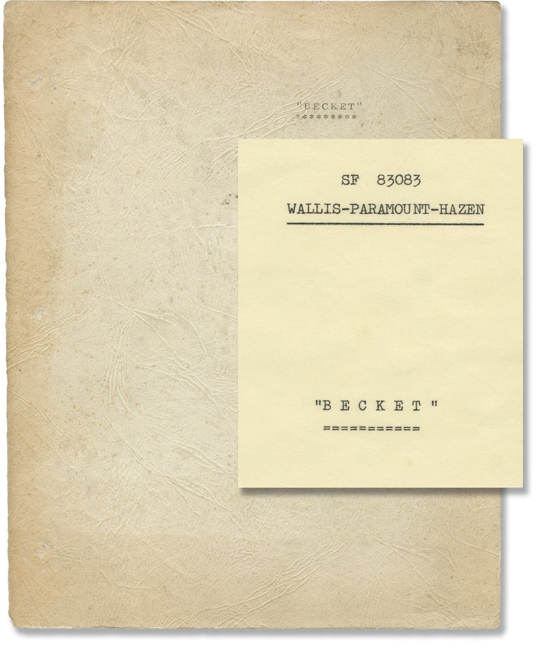 Book #146394] Becket (Original screenplay for the 1964 film). Peter Glenville, Edward Anhalt,...