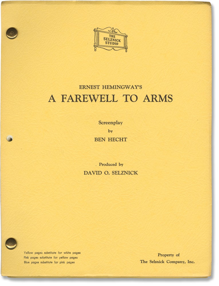 Book #146442] A Farewell to Arms (Original screenplay for the 1957 film). Ernest Hemingway,...