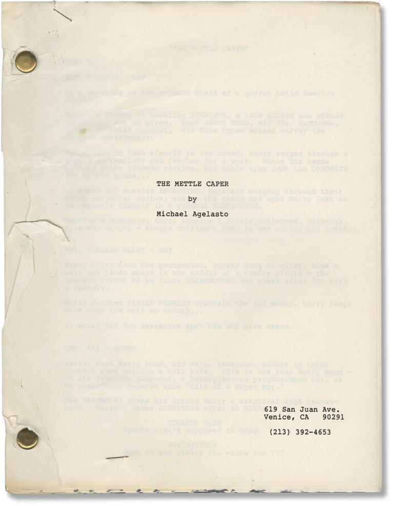 Book #146941] The Mettle Caper (Original screenplay for an unproduced film). Michael Agelasto,...