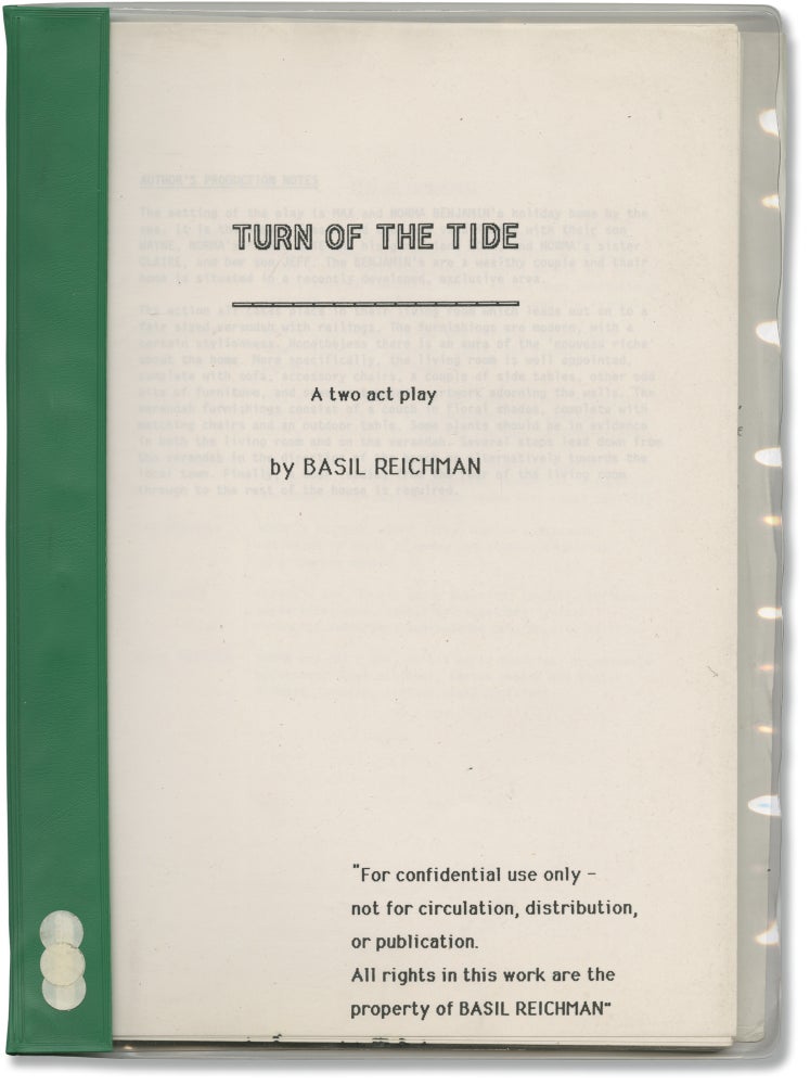 Book #147034] Turn of the Tide (Original script for an unproduced play). Basil Reichman, playwright