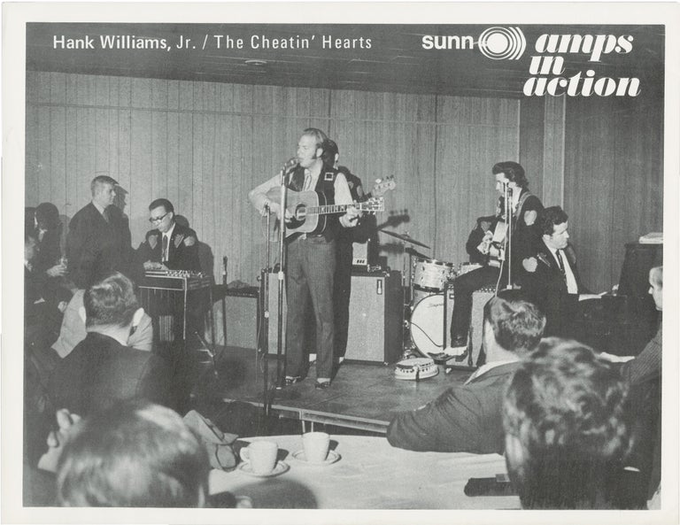 [Book #147139] Hank Williams, Jr. and The Cheatin' Hearts Promotional Flyer / Handbill for Sunn Amplifiers. Hank Williams Jr., The Cheatin' Hearts, subject.