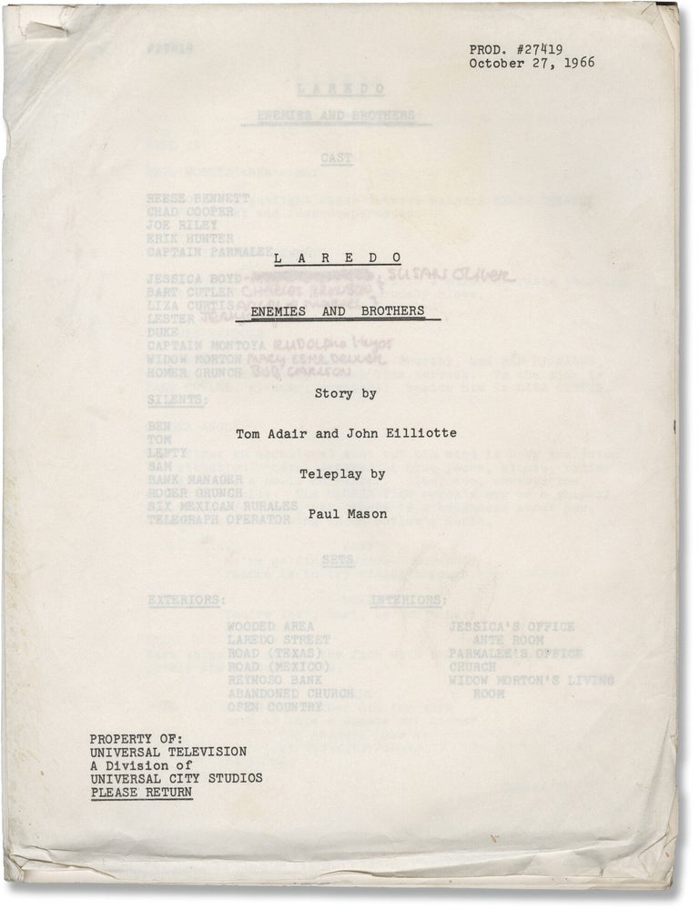 Laredo: Enemies and Brothers (Original screenplay for the 1967 television episode