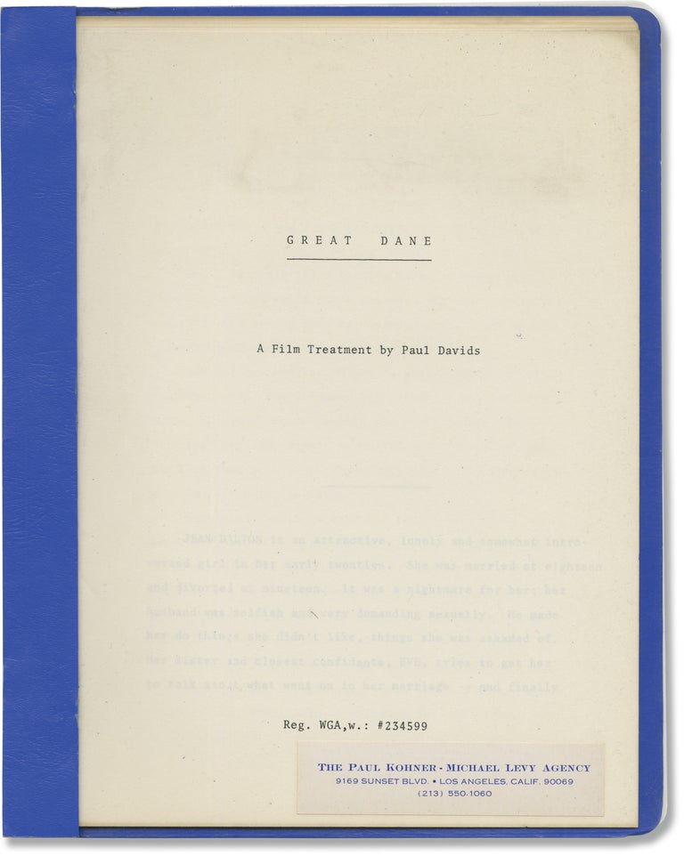 Book #147184] Great Dane (Original treatment script for an unproduced film). Paul Davids,...