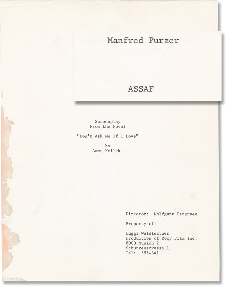 Book #147267] Assaf (Original screenplay for an unproduced film). Manfred Purzer, Amos Kollek,...