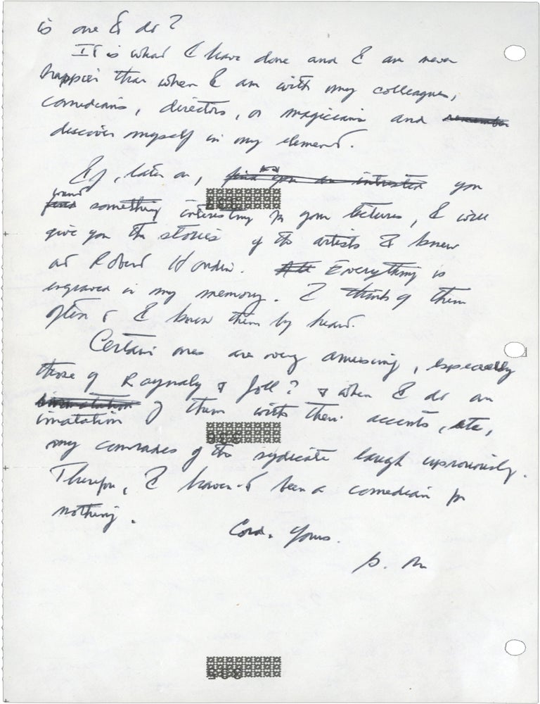 Archive of six handwritten letters by director Georges M&eacute;li&egrave;s regarding his career in the theater, cinema, and as a merchant, circa 1928-1932