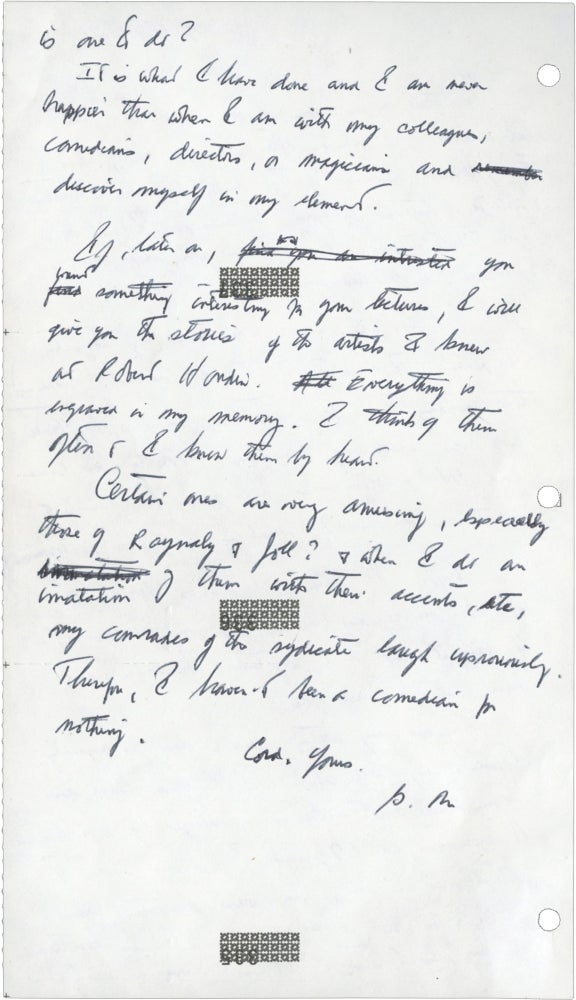 Archive of six handwritten letters by director Georges Méliès regarding his career in the theater, cinema, and as a merchant, circa 1928-1932