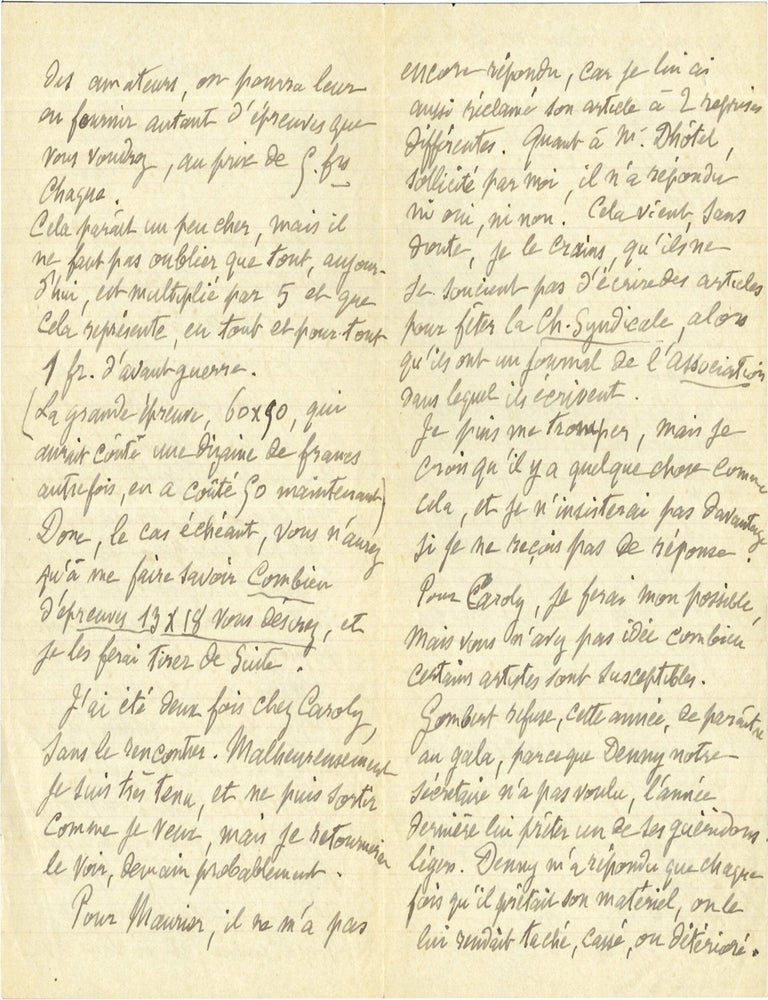 Archive of six handwritten letters by director Georges M&eacute;li&egrave;s regarding his career in the theater, cinema, and as a merchant, circa 1928-1932