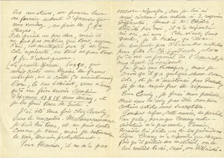 Archive of six handwritten letters by director Georges Méliès regarding his career in the theater, cinema, and as a merchant, circa 1928-1932