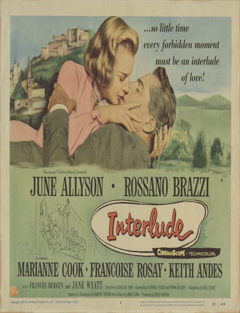 Book #148426] Interlude (Two original lobby cards for the 1957 film). Douglas Sirk, James M....