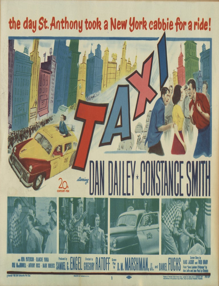 Book #148427] Taxi (Original lobby card for the 1953 film). Daniel Fuchs, Gregory Ratoff, D M....