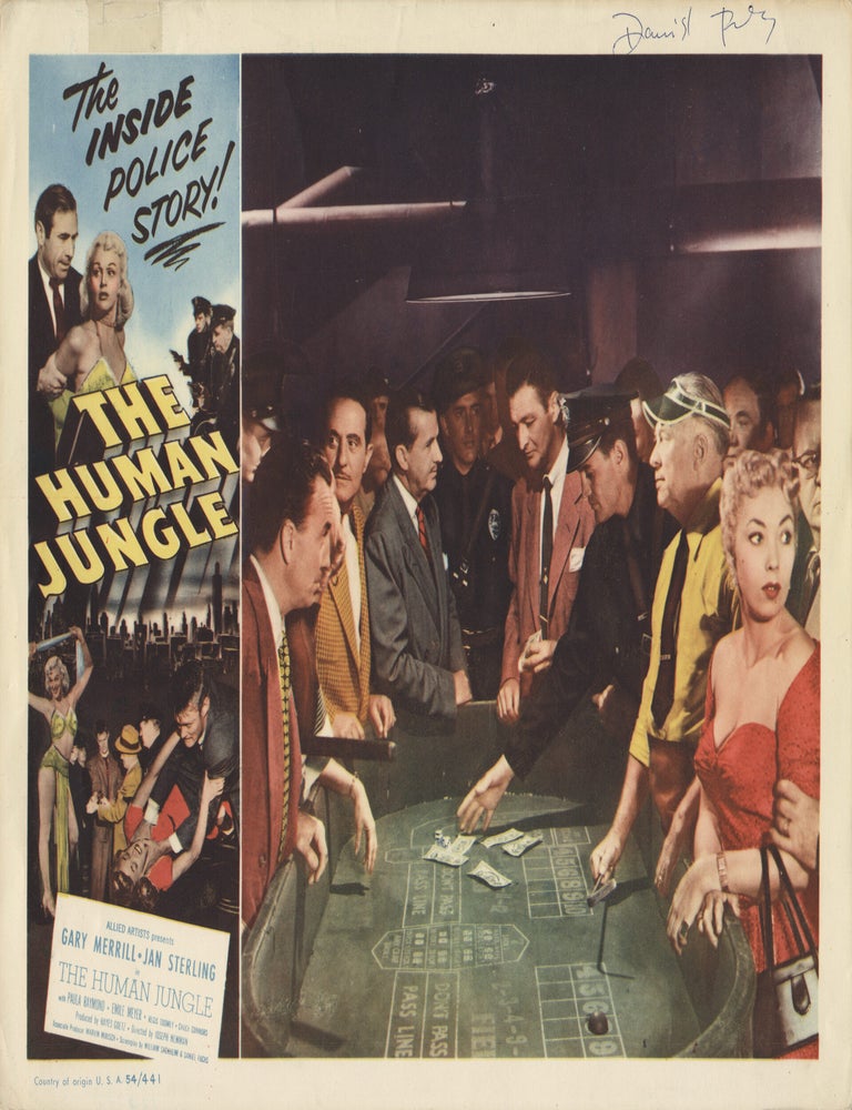 Book #148434] The Human Jungle (Original lobby card for the 1954 film noir, signed by...