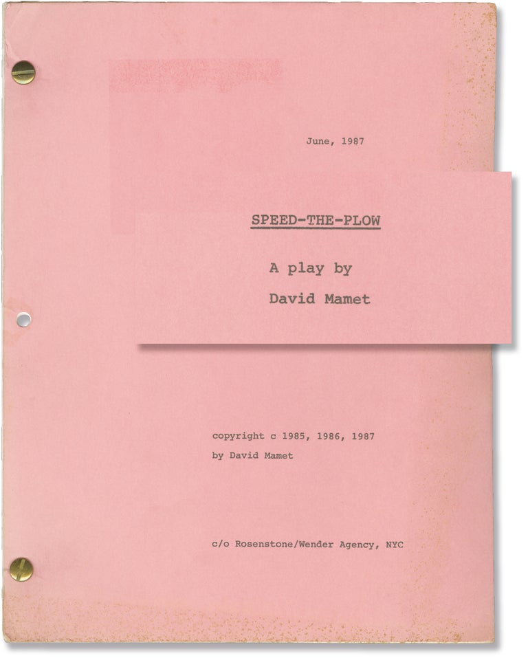 Book #148509] Speed-the-Plow (Original script for the 1988 play). David Mamet, Gregory Mosher,...