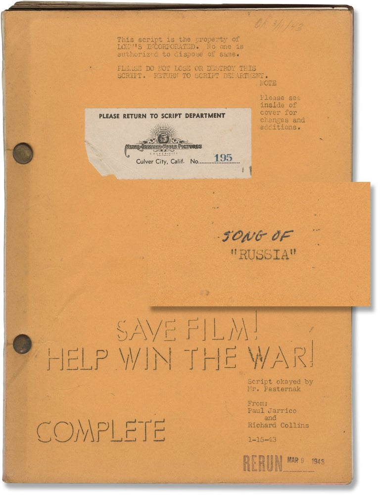 Song of Russia [Russia] (Original screenplay for the 1944 film, profusely annotated