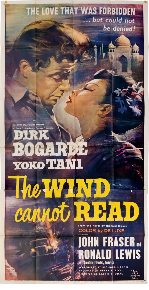 [Book #148699] The Wind Cannot Read. Ralph Thomas, Richard Mason, Yoko Tani Dirk Bogarde, Ronald Lewis, director, screenwriter novel, starring.