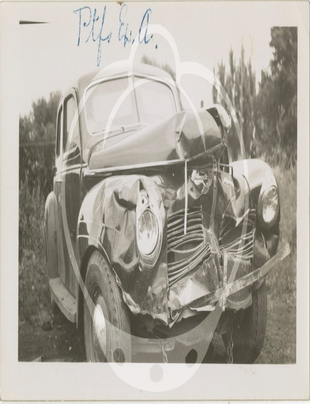 Archive of 59 original photographs of automobile accidents in the Minneapolis-St. Paul area, circa 1930s-1940s