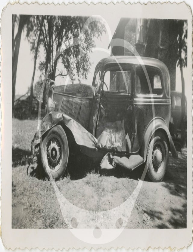 Archive of 59 original photographs of automobile accidents in the Minneapolis-St. Paul area, circa 1930s-1940s