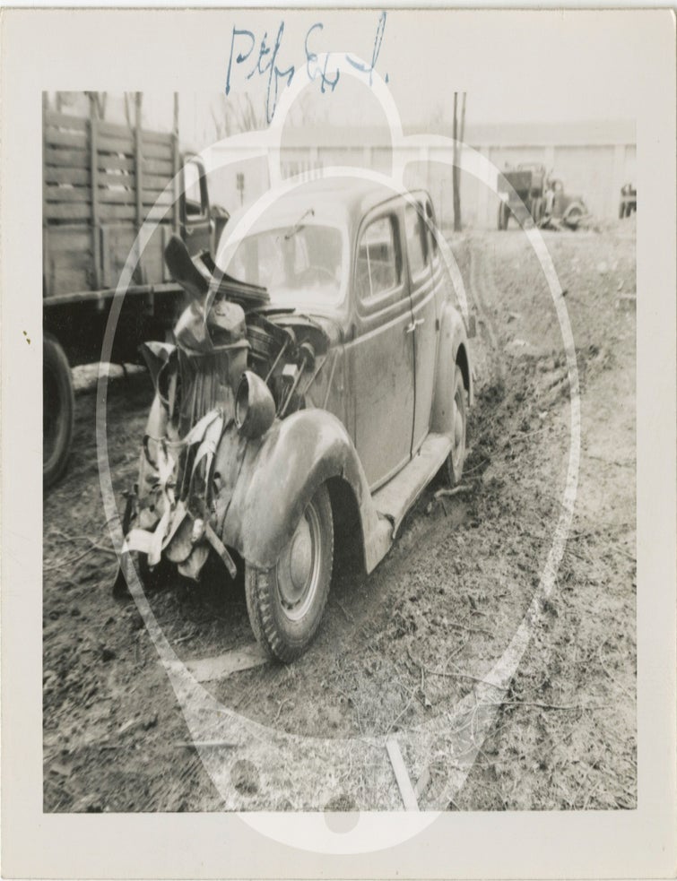 Archive of 59 original photographs of automobile accidents in the Minneapolis-St. Paul area, circa 1930s-1940s