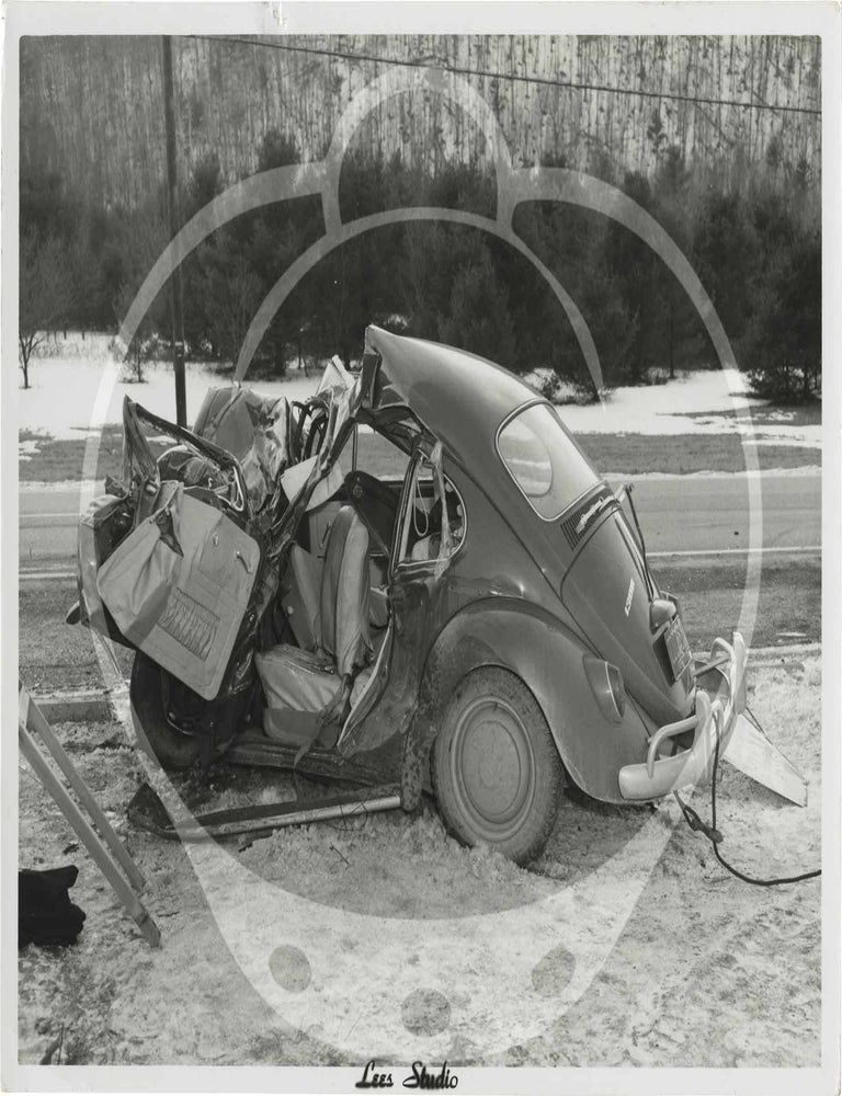 Archive of 48 original photographs of car accident scenes, 1961-1968