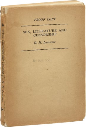 Book #149737] Sex, Literature, and Censorship (UK Uncorrected Proof). D. H., Lawrence Harry T. Moore