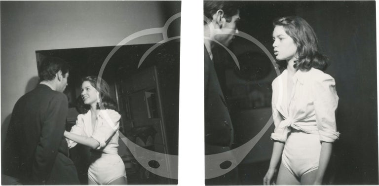 Collection of eight original photographs of a young Brigitte Bardot, three with Roger Vadim, circa early 1950s