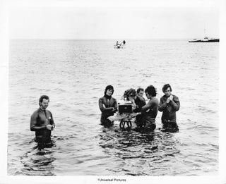 Book #150057] Jaws (Original photograph of Steven Spielberg and crew on location for the 1975...
