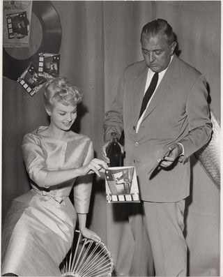 Book #150440] Mon Oncle (Original photograph of Jacques Tati and Mylene Demongeot at the premiere...