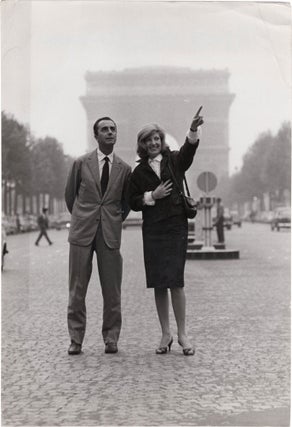 Book #150442] Original photograph of Monica Vitti and Michelangelo Antonioni in Paris, circa...