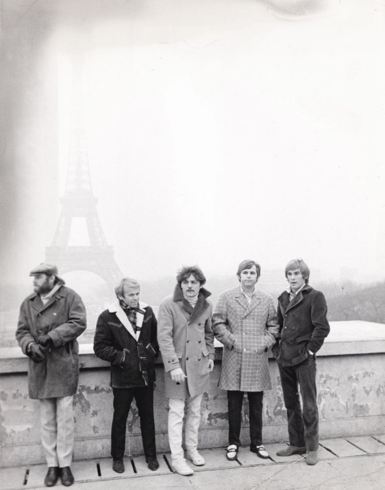 [Book #150600] Original photograph of The Beach Boys in Paris, circa 1960s. Brian, Carl Wilson Wilson Dennis Wilson, Al Jardine, Mike Love, subjects.