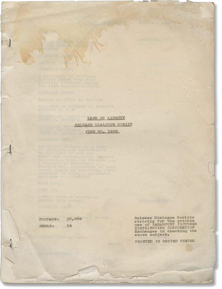 Book #150873] Land of Liberty (Original post-production screenplay for the 1939 documentary...