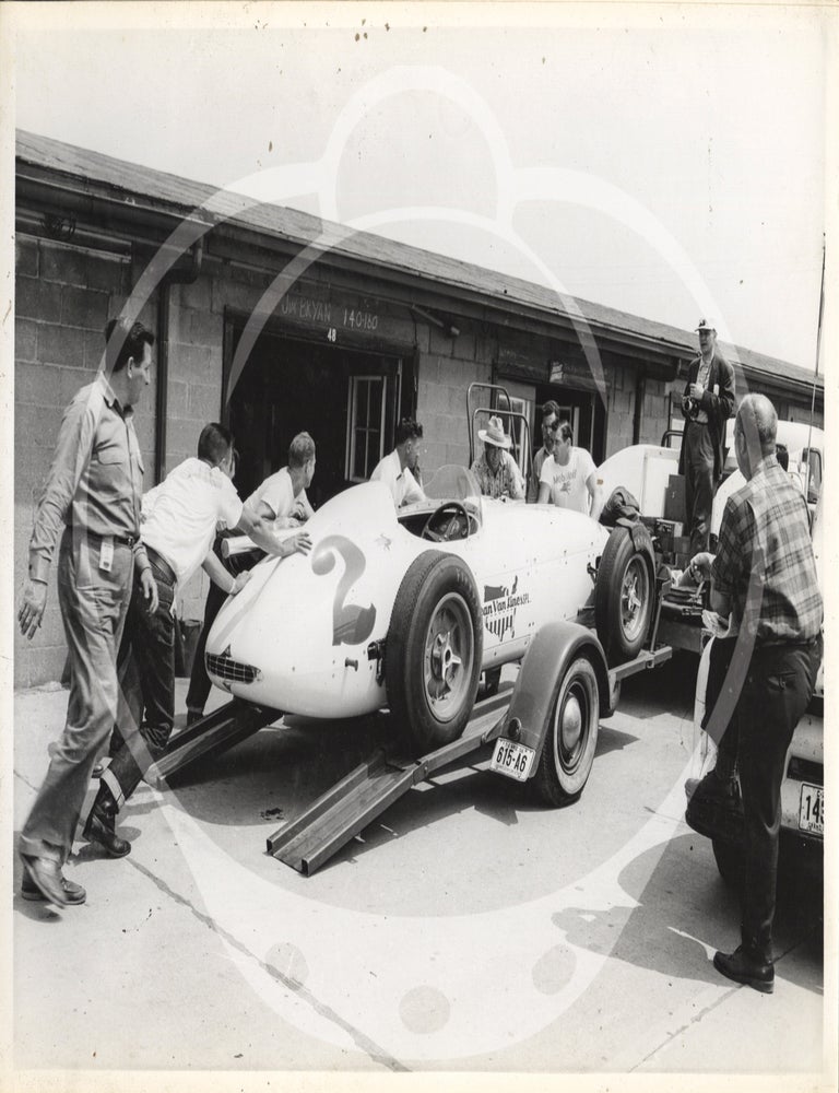 Archive of two photo albums documenting Dean Van Lines racing team at the Indianapolis 500, 1955-1956