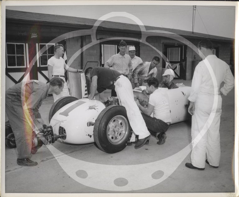 Archive of two photo albums documenting Dean Van Lines racing team at the Indianapolis 500, 1955-1956