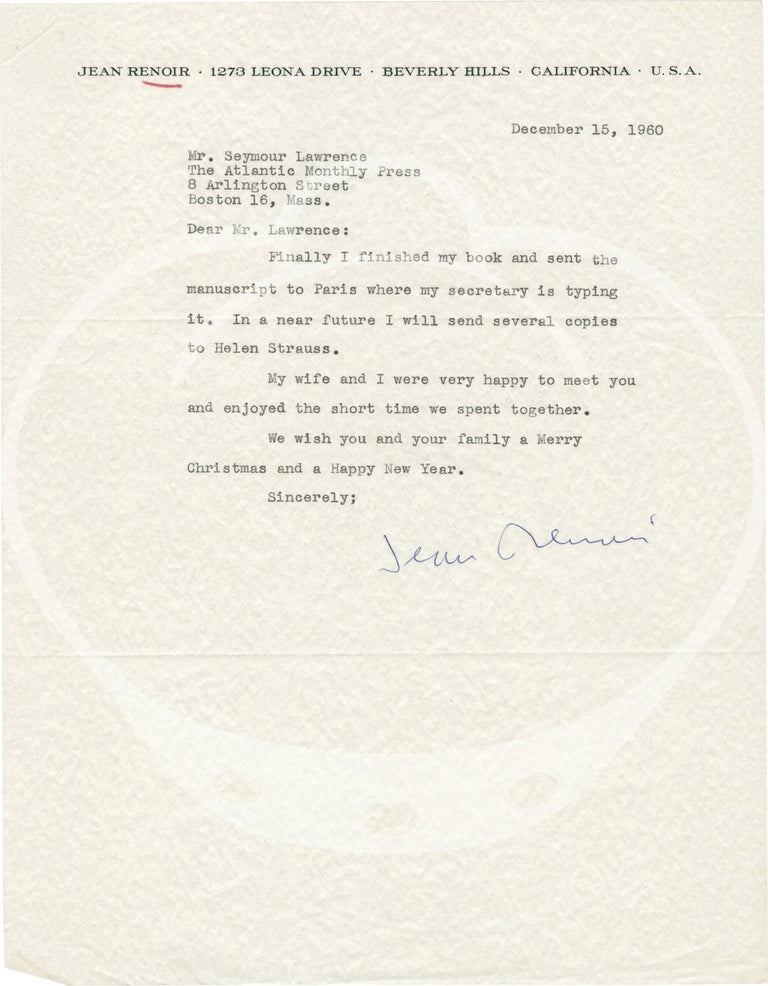 Three typed letters signed to Seymour Lawrence, 1960-1961