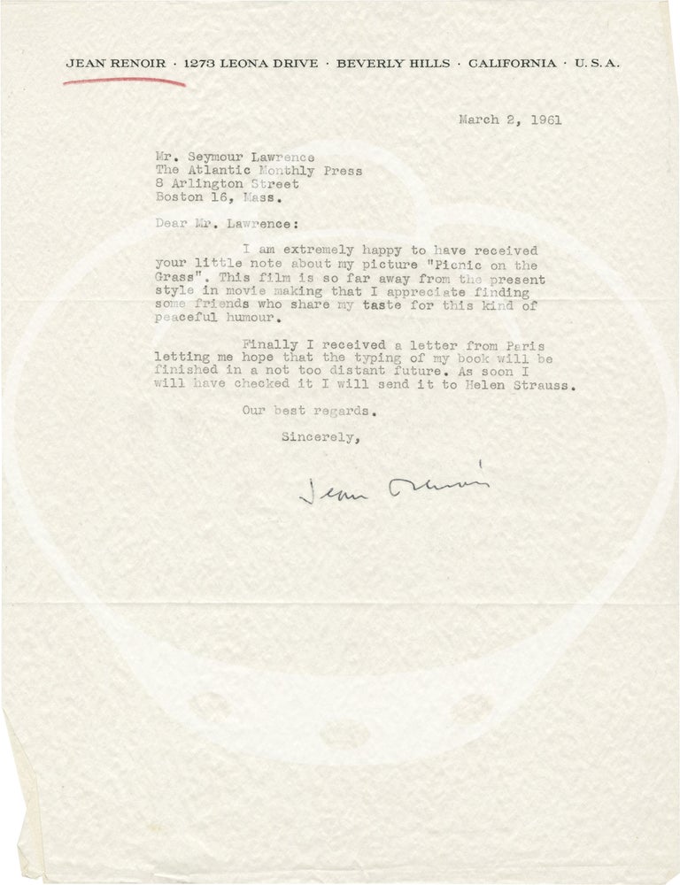 Three typed letters signed to Seymour Lawrence, 1960-1961