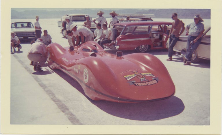 [Book #151483] Archive of 163 vernacular photographs of speed runs at Bonneville, 1960-1963. Auto racing, Speed runs, Bonneville Salt Flats, Americana.