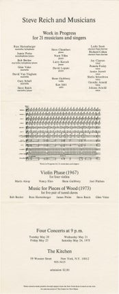 Book #151532] Original invitation for Steve Reich and Musicians, Four Concerts, May 20, 21, 23,...