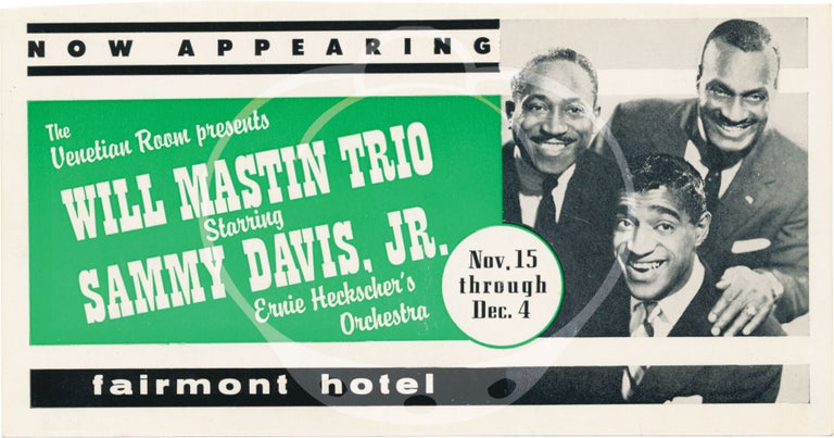 Collection of ten original promotional cards advertising performances at the Venetian Room at the Fairmont Hotel in San Francisco, 1957-