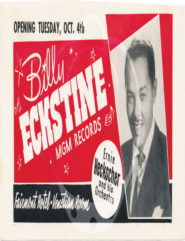 Collection of ten original promotional cards advertising performances at the Venetian Room at the Fairmont Hotel in San Francisco, 1957-