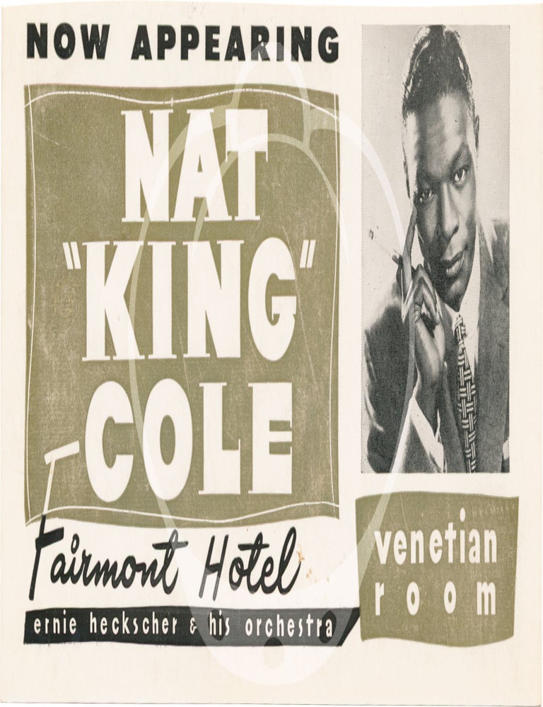 Collection of ten original promotional cards advertising performances at the Venetian Room at the Fairmont Hotel in San Francisco, 1957-