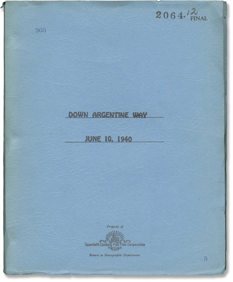 Book #151800] Down Argentine Way (Original screenplay for the 1940 film). Don Ameche Betty...