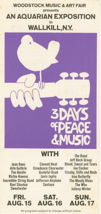 Book #152031] Archive of promotional materials from the Woodstock rock festival, 1969. Woodstock
